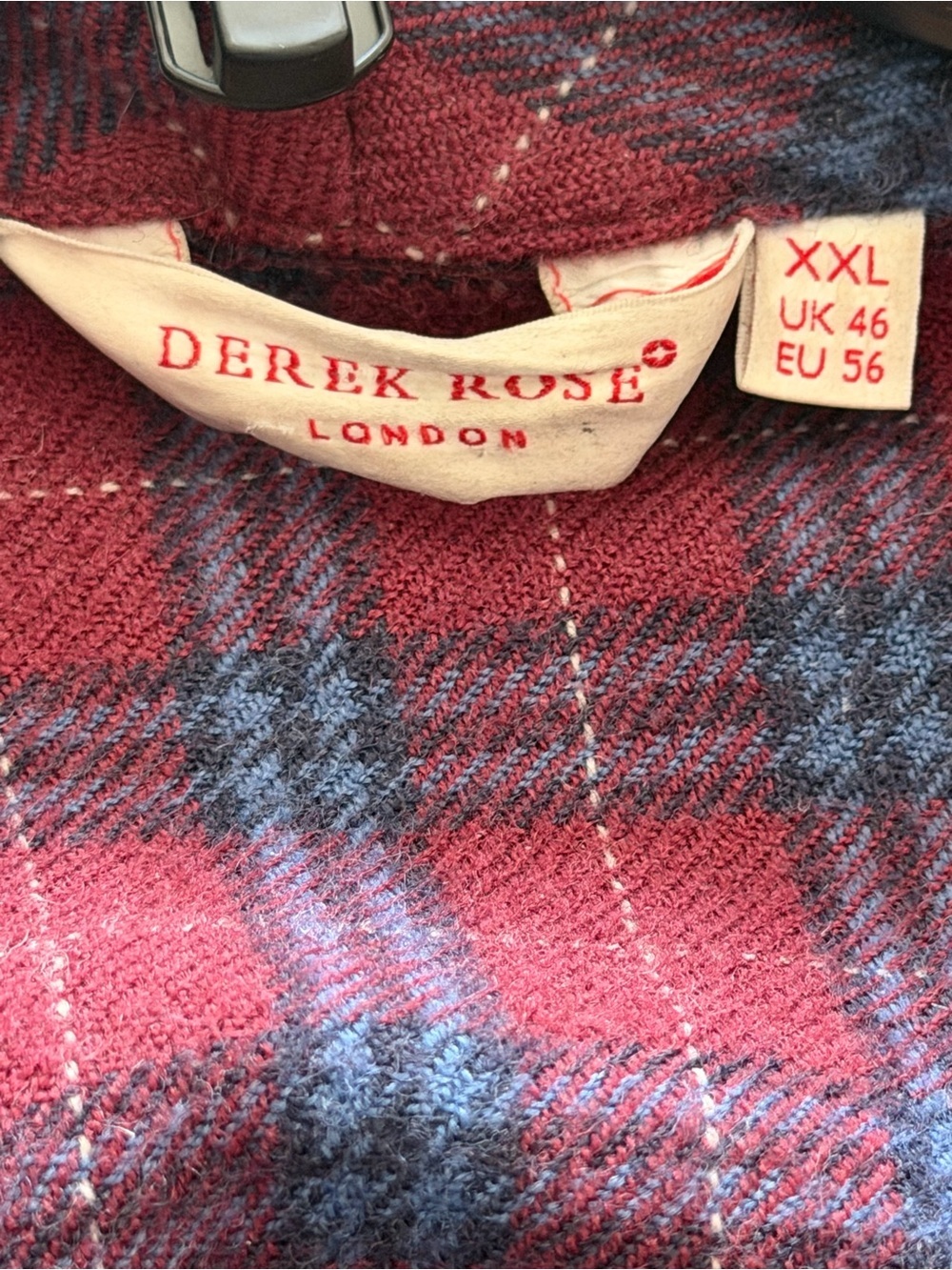 Derek Rose York Check Wool Twill Robe - Picture 5 of 5